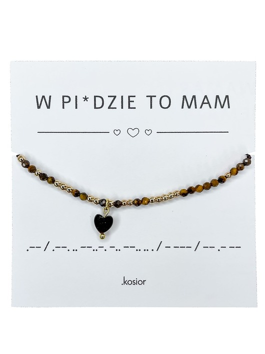 bransoletki na sznurku Bransoletka prezent - W PIZDZIE TO MAM - Hematyt, Tygrysie oko - odwaga