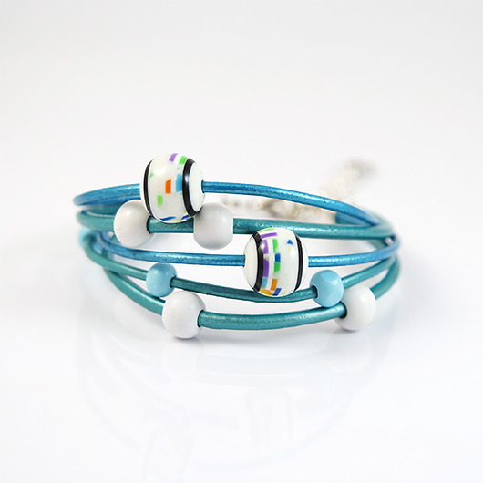 bransoletki skórzane Bransoletka - Turkusowa, folklor, grecka