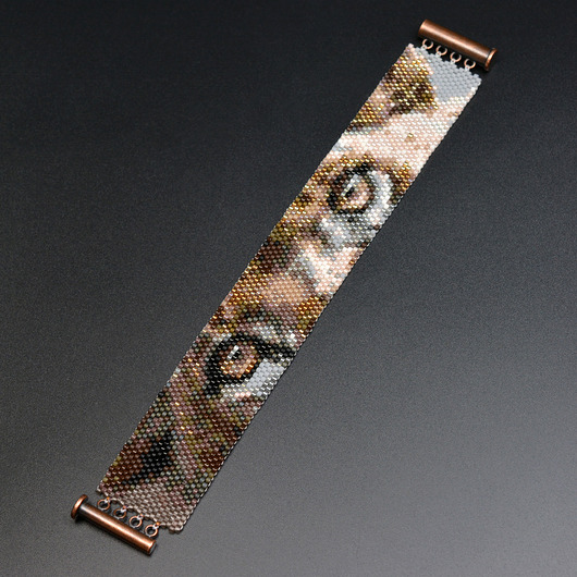 bransoletki ze szkła Oczy Lwicy I, wyplatana bransoleta, beading