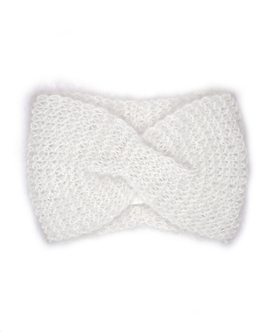 czapki damskie MOHAIR TOUCH White opaska