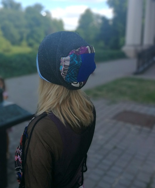 czapka damska szara melanż handmade ruda klara