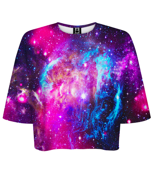t-shirt damskie DR.CROW T-shirt Krótki CROP Galaktyka