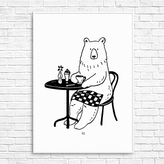 grafiki i ilustracje MIś w kawiarni