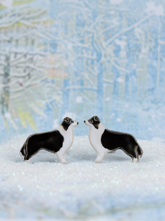 kolczyki ceramiczne Border collie 2 - ceramiczne kolczyki
