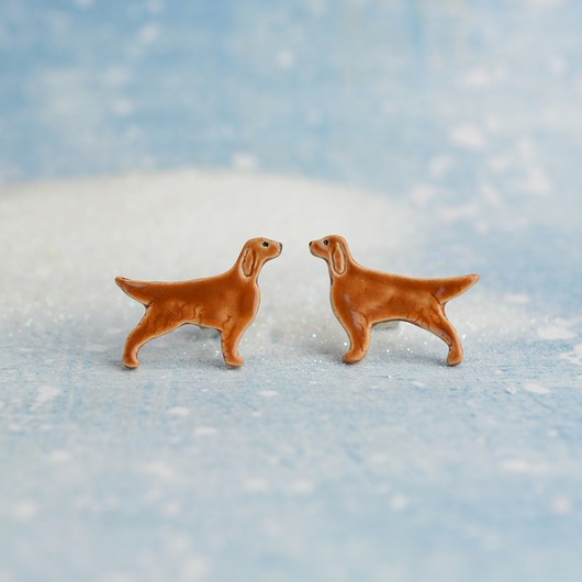 kolczyki ceramiczne Seter irlandzki- kolczyki z psem