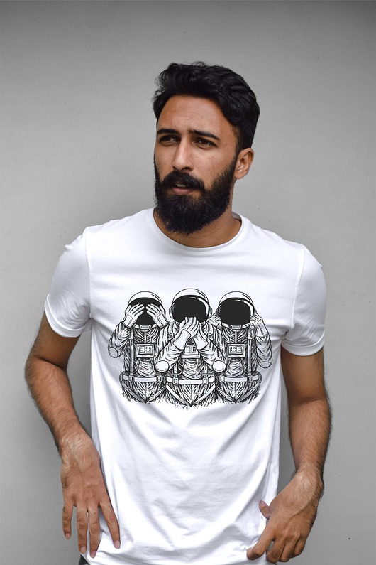t-shirty męskie Koszulka  z nadrukiem Symbol 3 mądre małpy