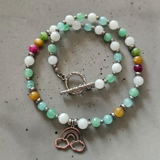 chokery Tęczowy choker z jadeitami