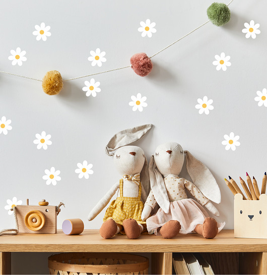 naklejki ścienne do pokoju dziecka Stokrotki białe boho DK159  Naklejka na ścianę, naklejka ścienna