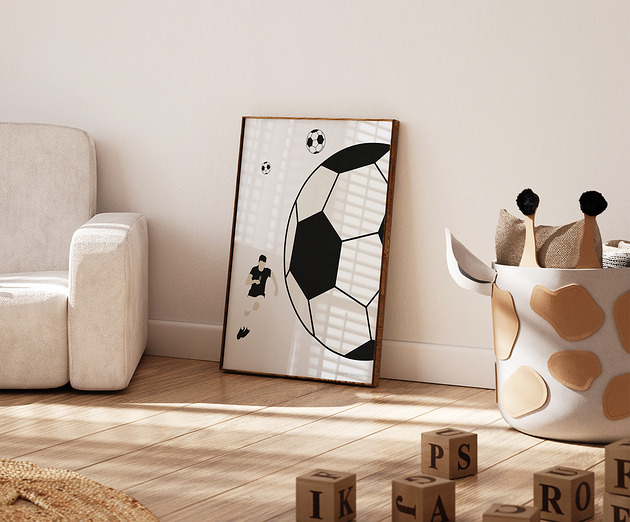 obrazy i plakaty do pokoju dziecięcego Plakat dla dzieci White Soccer Fun