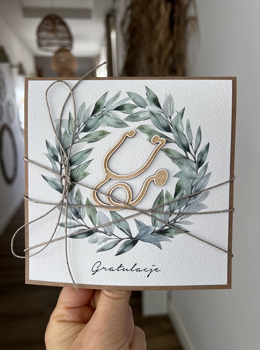 kartki scrapbooking Ręcznie robiona kartka gratulacje z okazji uzyskania absolutorium obrony prac