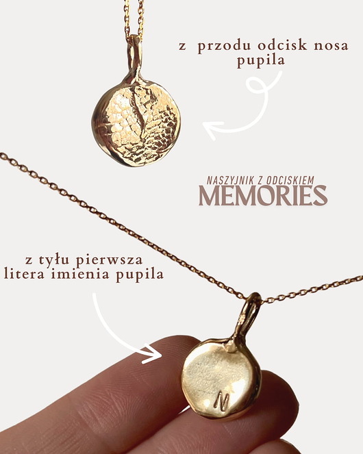 srebrne naszyjniki Naszyjnik z odciskiem nosa lub łapki pupila MEMORIES personalizowany