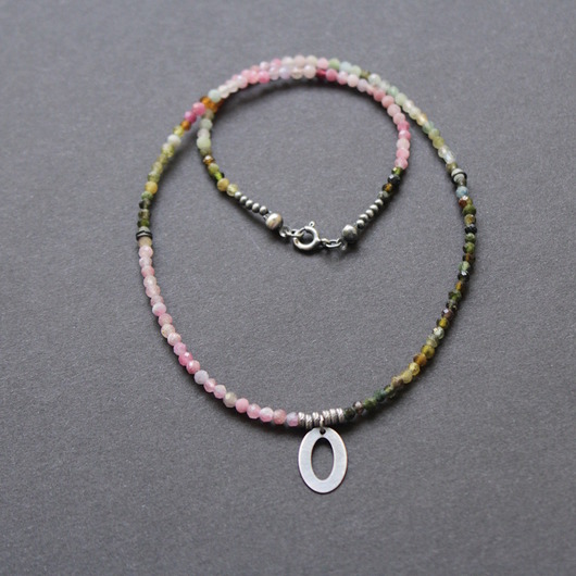 srebrne naszyjniki Turmaliny wielobarwne