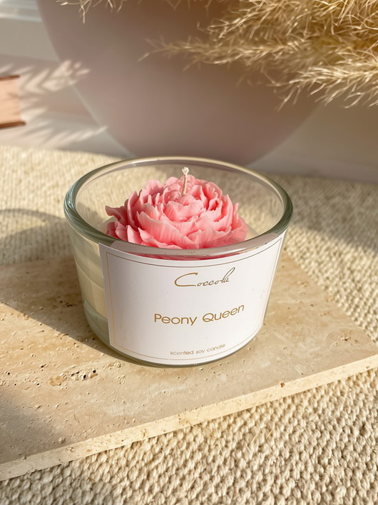 świeczniki i świece Peony Queen- 80g świeca sojowa ozdobna piwonia peonia (dostępne inne zapachy)