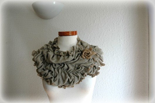 Grey scarf malowane lnem
