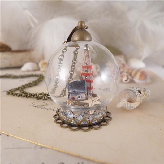 Latarnia morska, miniatura, terrarium, bańka atelier by Olga