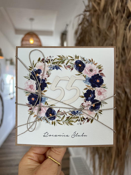kartki scrapbooking Wyjątkowa kartka ręcznie robiona z okazji 55 rocznicy ślubu