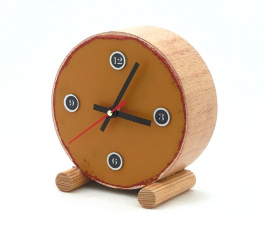 OldE circle mustard Clock Wood Studio