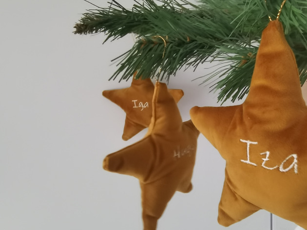 ozdoby choinkowe Bombka szmaciana personalizowana - gwiazdka (różne kolory)