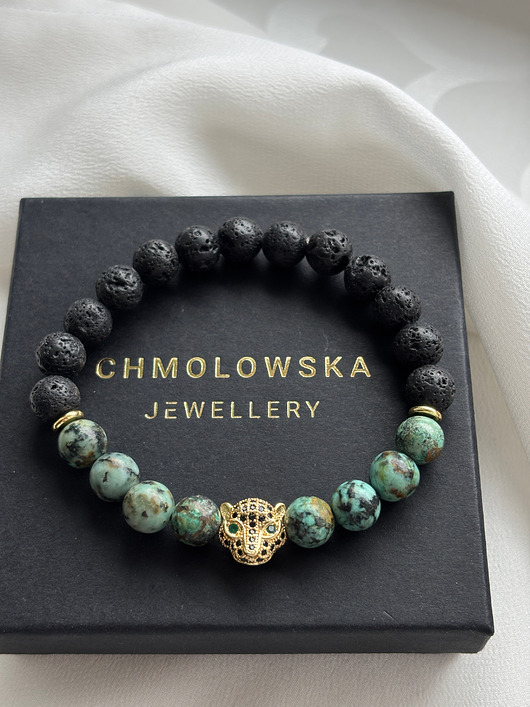 biżuteria męska Bransoletka męska Turkus Afrykański Tygrys