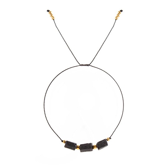 biżuteria różna Bransoletka na jedwabnej nici z mini surową bryłą - Wersja Pozłacana