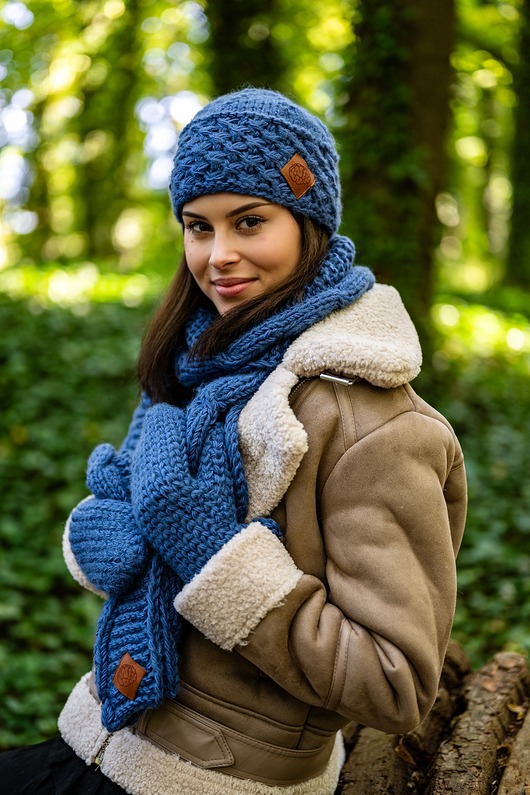 czapki damskie Czapka MERINO Hope Ciemny niebieski + podszewka JEDWAB