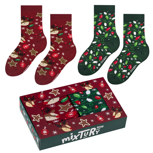 rajstopy i skarpetki dla dziewczynki Skarpetki świąteczne dla dzieci mixTURY Na Choinkę prezent zestaw 2 pary