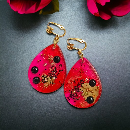 klipsy UNIKATOWE klipsy z żywicy : kolekcja PICASSO.