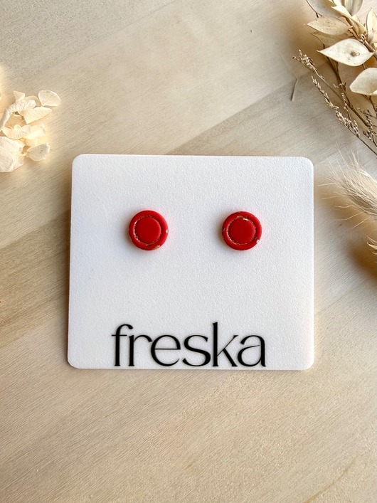 kolczyki z masy plastycznej Kolczyki Kółka z Ramką ze złotym twistem