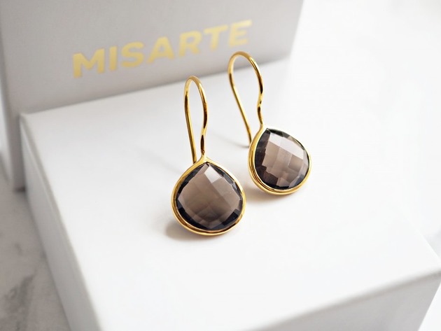 kolczyki z kamieniami Kolczyki Kwarc dymny