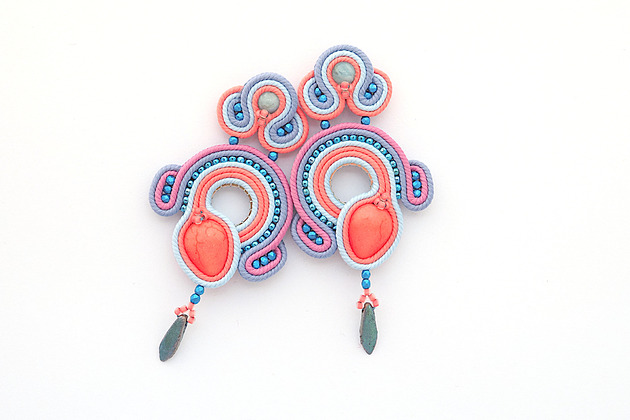 kolczyki soutache Wrzosowa jesień