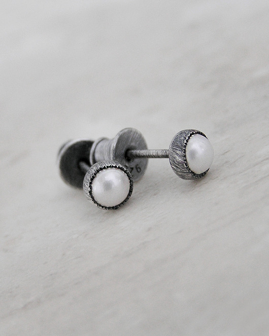 kolczyki srebrne Kolczyki z białą perłą, srebro