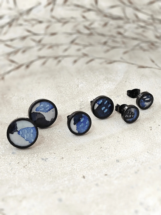 kolczyki z żywicy Kolczyki z kolekcji Sroczka