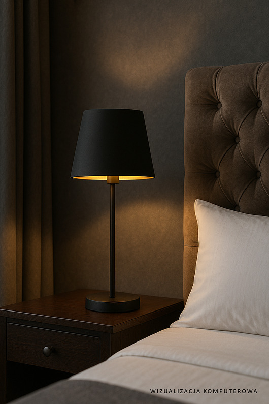 lampy stołowe Czarna lampka nocna do sypialni w stylu glamour SIENA GOLD