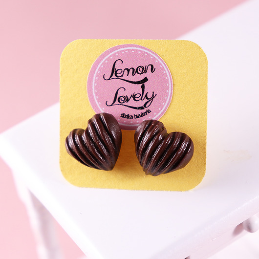 Serce praliny kolczyki na walentynki Lemon Lovely