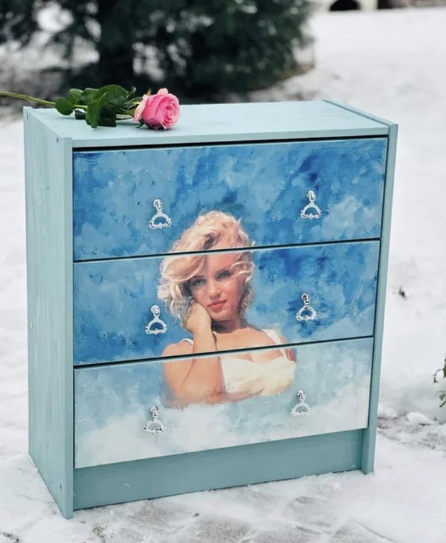 komody i szafki Komoda ręcznie malowania, Marilyn Monroe, oryginalne uchwyty