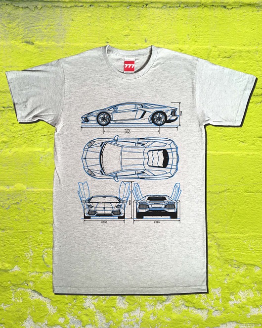 t-shirty męskie koszulka LAMBORGHINI AVENTADOR blue GRAY tshirt