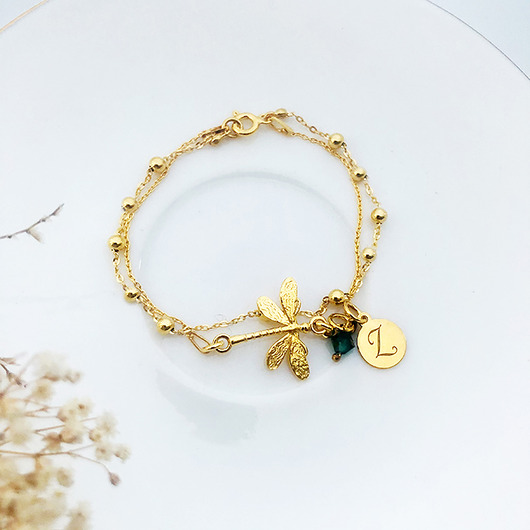 Bransoletka z  ważką,  złota ważka Anemon Atelier