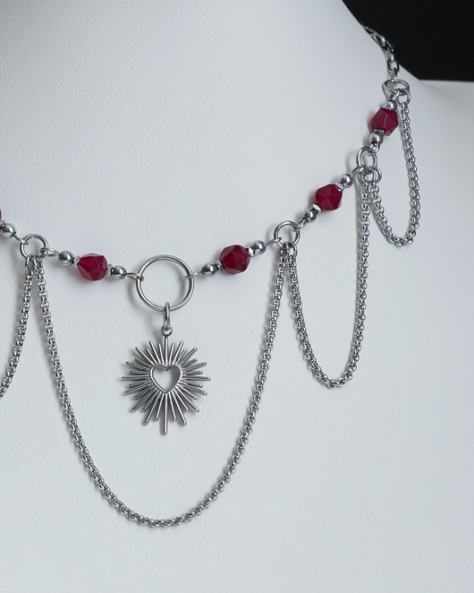 kolie Srebrny gotycki naszyjnik BLOODY HEART