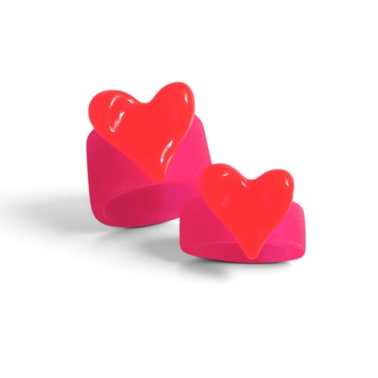 pierścionek z żywicy Pierścionek x2 : RAZEM TANIEJ! pierścionki z żywicy : HEART : fluo