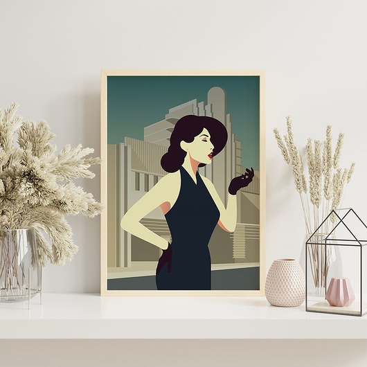 Plakat Kobieta w Rękawiczkach - Retro Kobieta trochę na ścianę