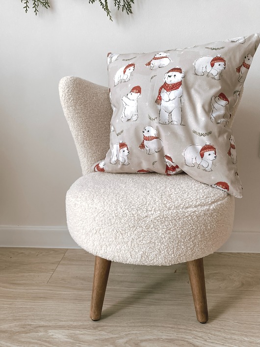 kocyki, kołderki, pościel dla dzieci Świąteczna poduszka JASIEK dla dzieci 40x40 cm - misie polarne