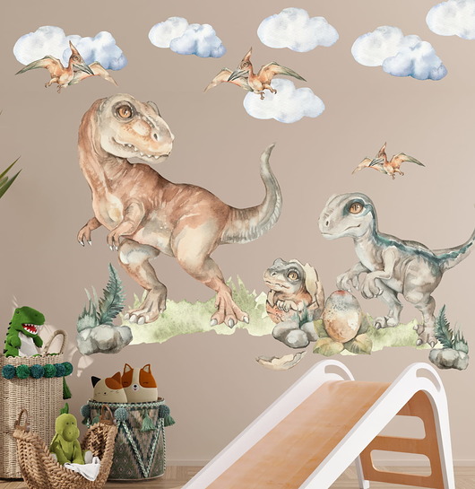 naklejki ścienne do pokoju dziecka Naklejka na ścianę Dinozaur T-REX - Velociraptor