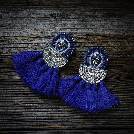 kolczyki soutache Duże i etniczne kolczyki boho z chwostami