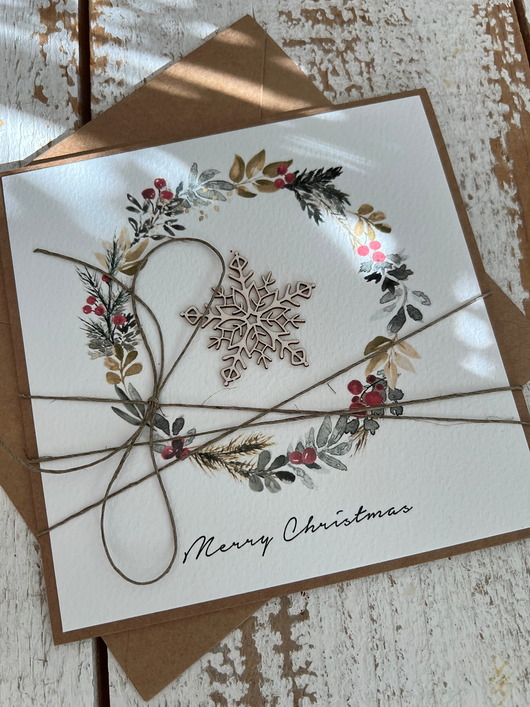 kartki świąteczne Stylowa ręcznie robiona kartka świąteczna Merry Christmas card