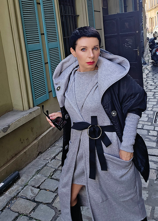 kardigany damskie New SWETER KARDIGAN długi szary