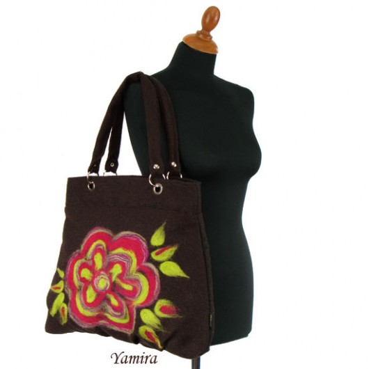 Torba XXL :: pink flower felted :: yamira