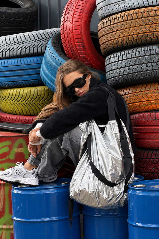 torby XXL Srebrna torba shopper TWIN Silver moora x CZAJKOWSKI