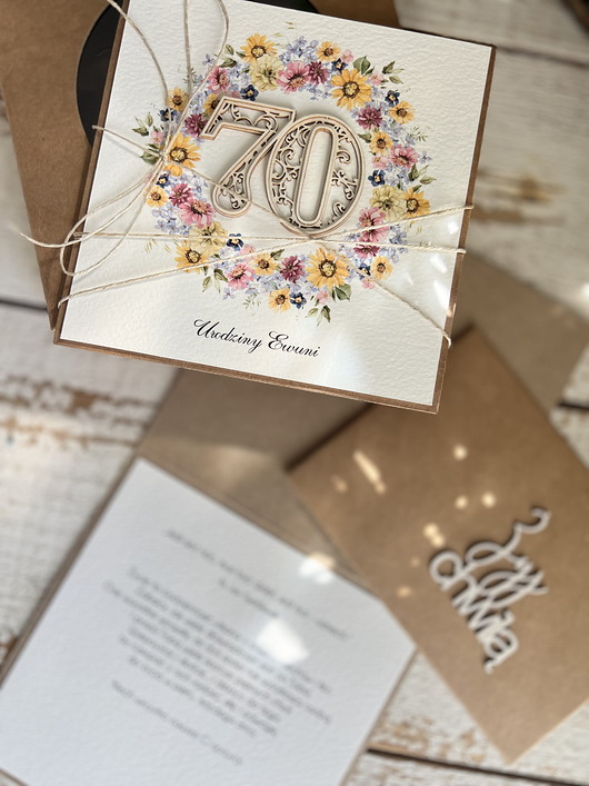 kartki scrapbooking Wyjątkowa ręcznie robiona kartka na 70 urodziny, siedemdziesiątka