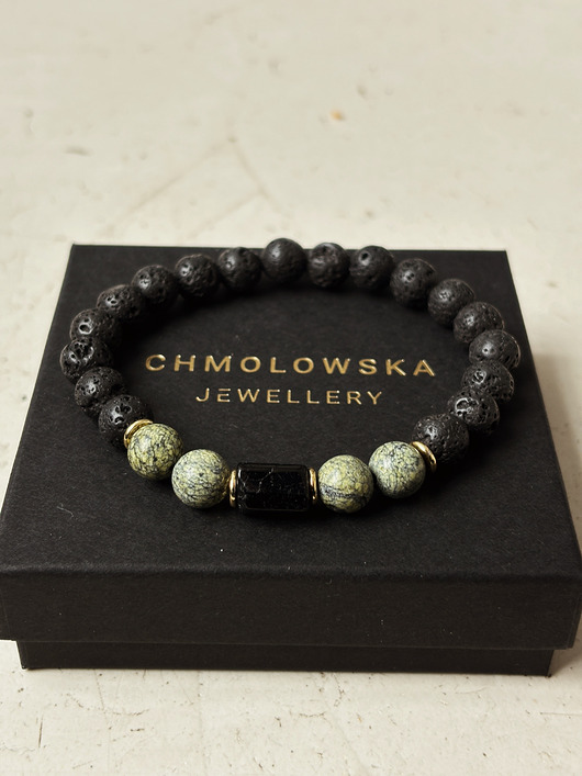 biżuteria męska Bransoletka  męska Serpentynit i Turmalin