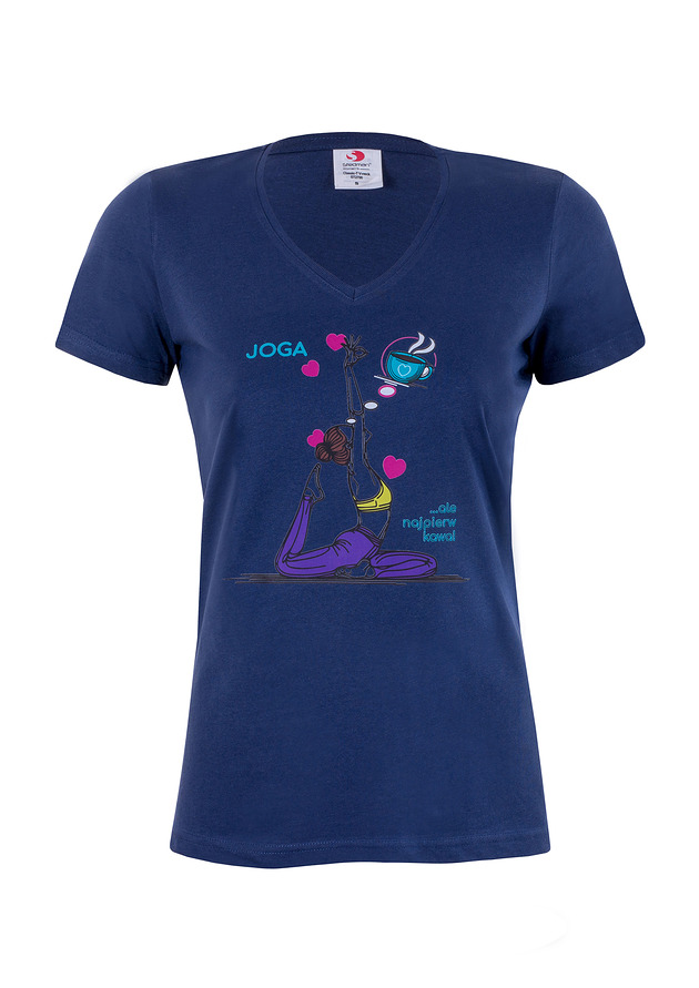 t-shirt damskie Bluzka t-shirt kawa JOGA  granatowa